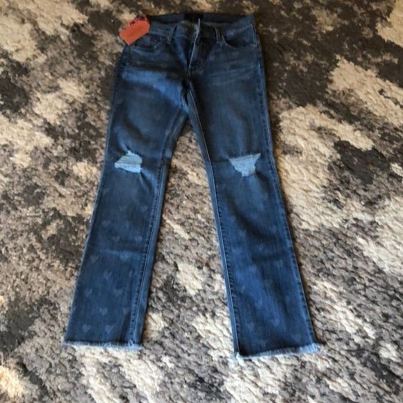 New James Jeans Boyfriend,distressed wash denim hearts slim fit (24" waist) - Picture 2 of 6